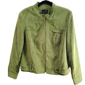 NWOT Tribal Green Faux Suede Moto Jacket Size 12✨50% Off Bundles 3+